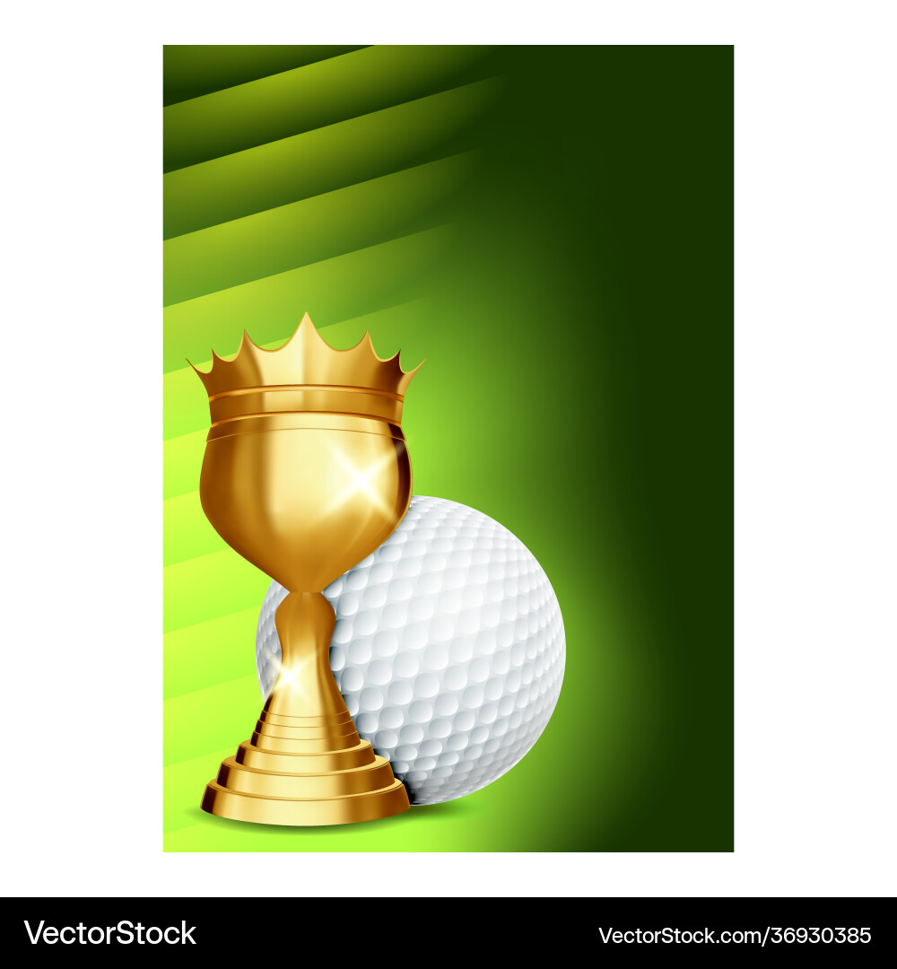Golf cup for golfer win championship banner Vector Image