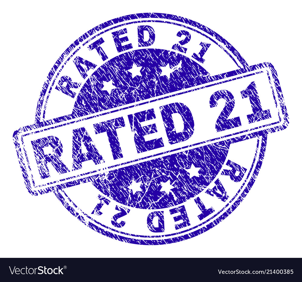 Grunge textured rated 21 stamp seal Royalty Free Vector