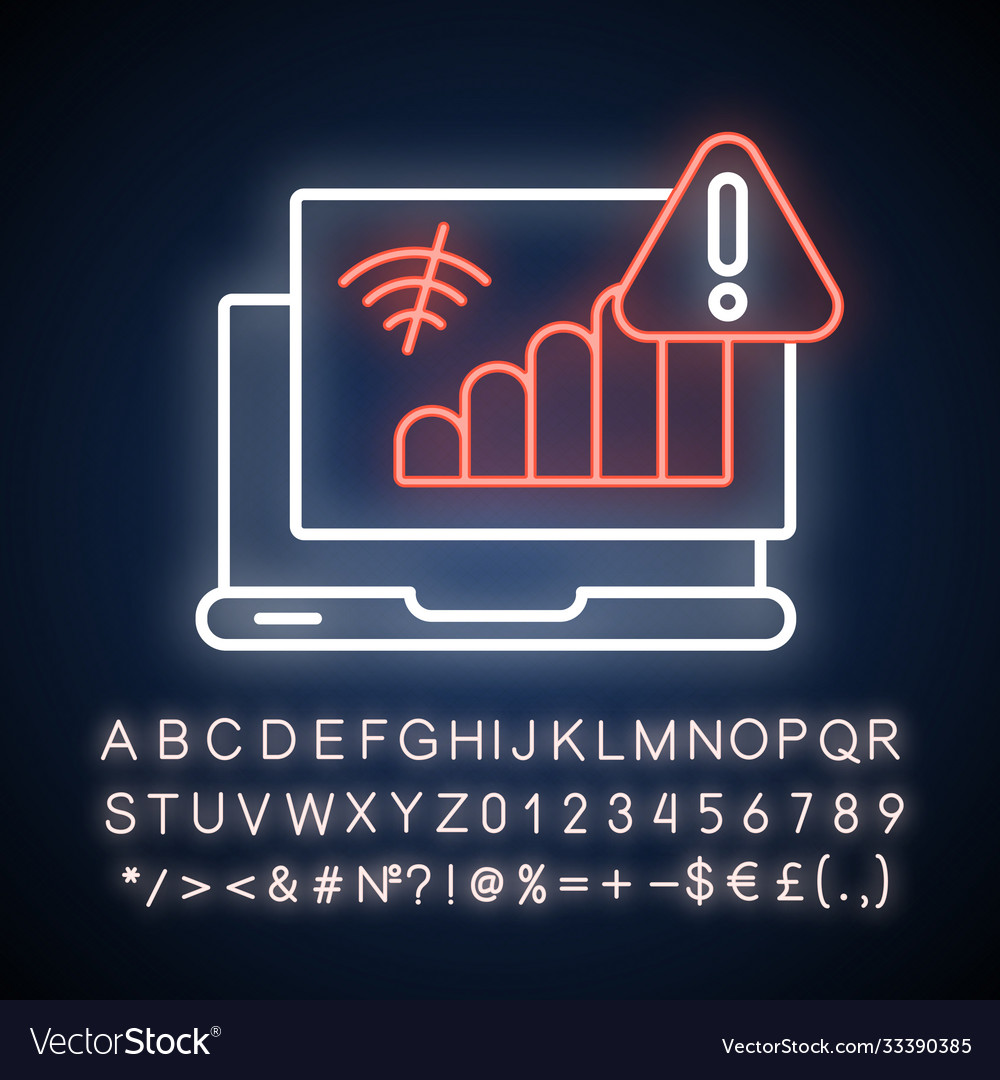Internet connection problem neon light icon