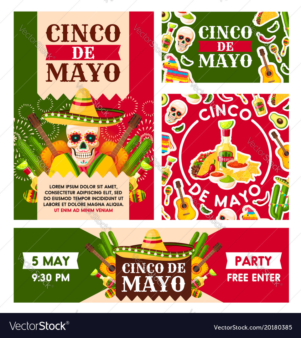 Mexican cinco de mayo holiday posters