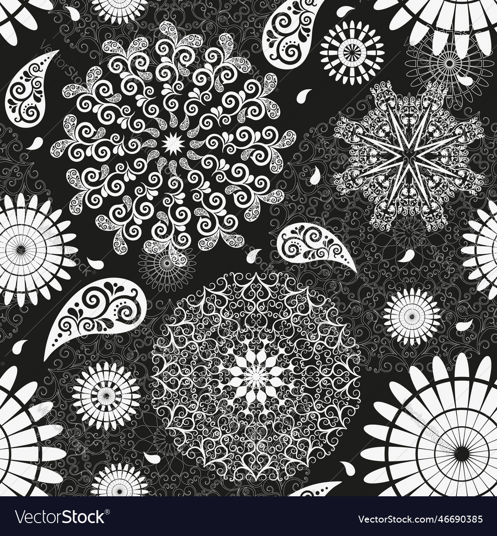 Seamless black and white pattern with circles Vector Image