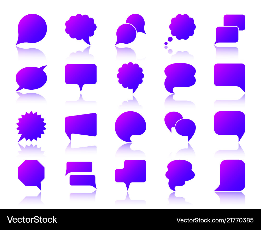 Speech bubble simple gradient icons set Royalty Free Vector