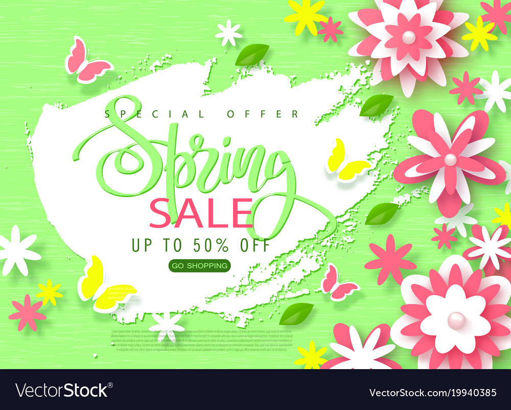 Spring Sale Banner Beautiful Background With Vector Image