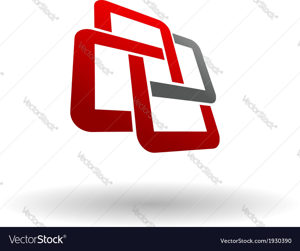 Abstract symbol of interlocking squares Royalty Free Vector