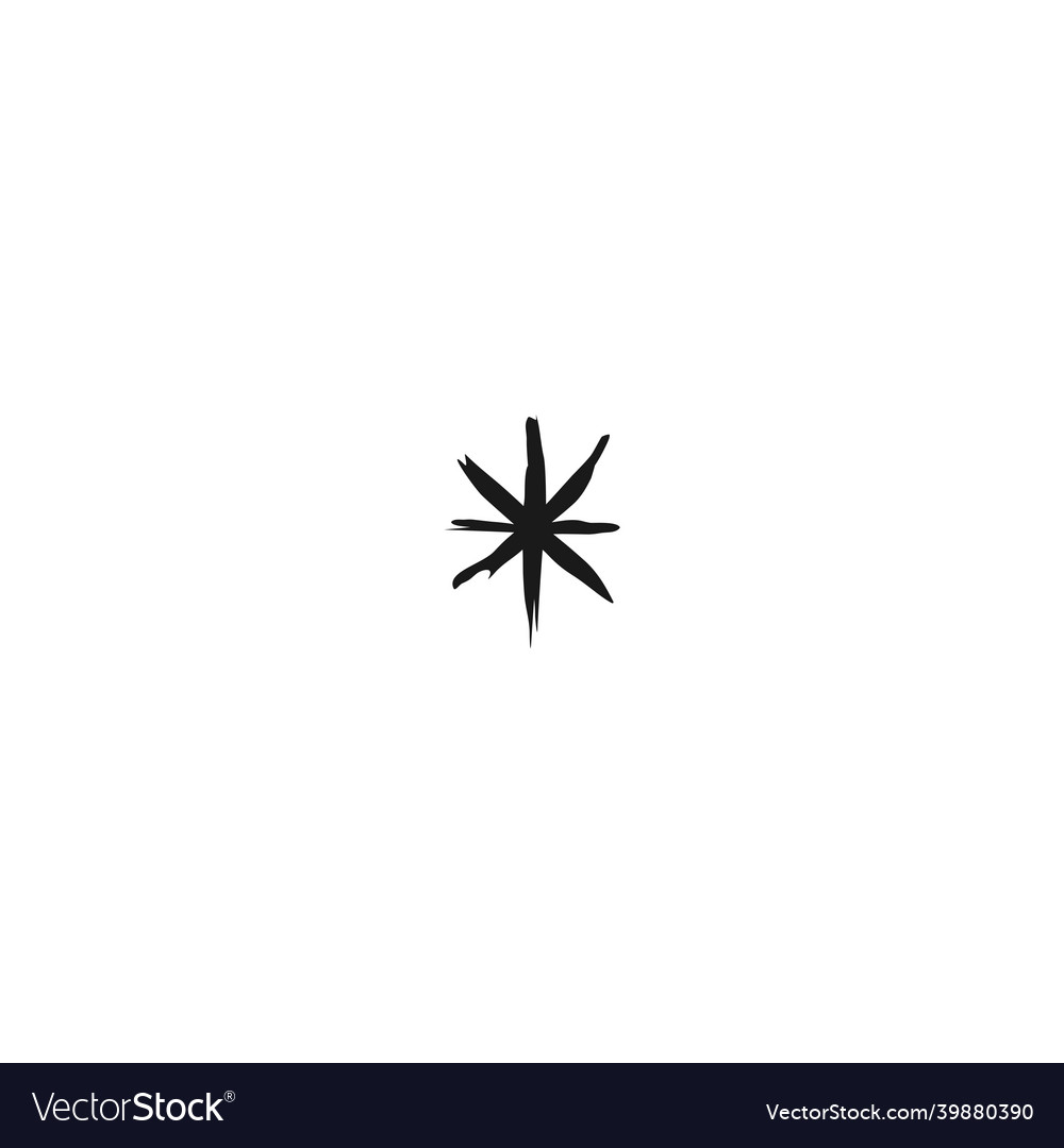 Black brush painted grunge asterisk footnote icon Vector Image