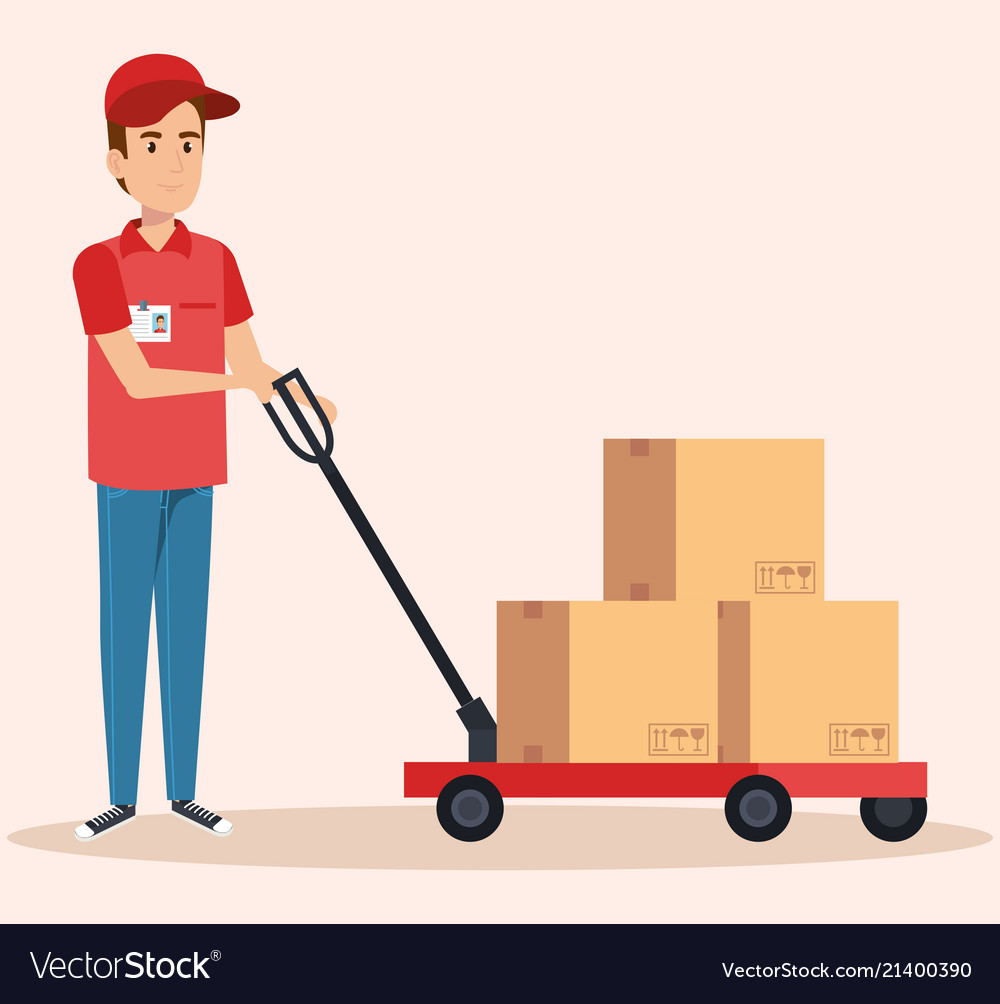 Courier character delivery service icon Royalty Free Vector