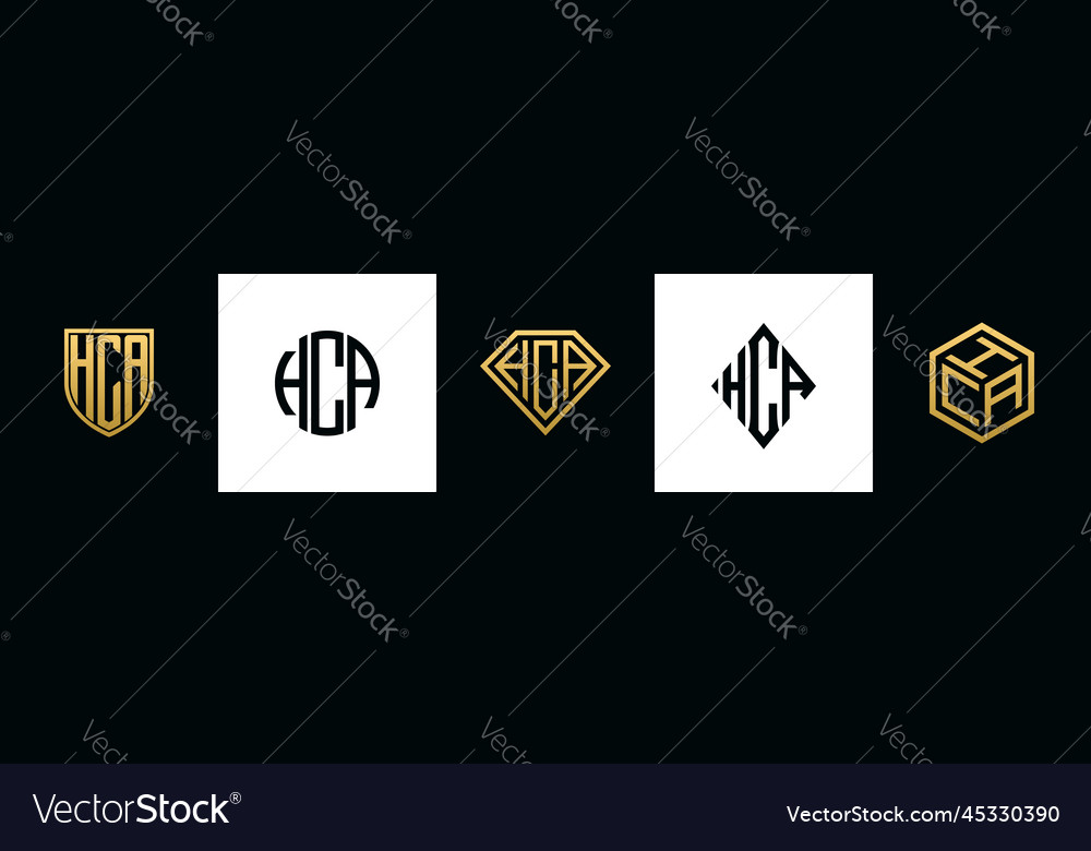 Initial letters hca logo designs bundle Royalty Free Vector