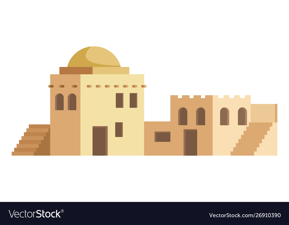 Oriental antique aged buildings cartoon Royalty Free Vector