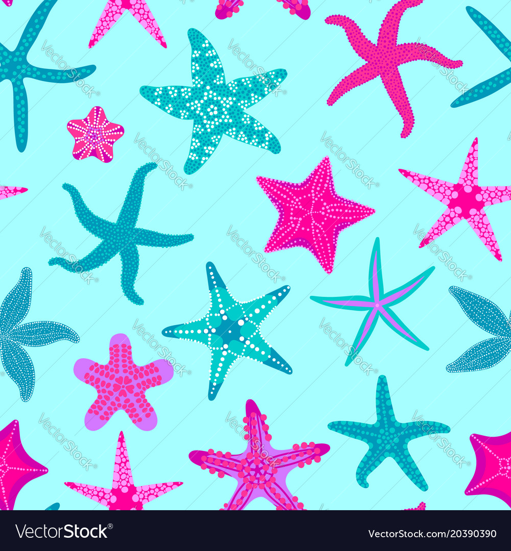 Sea stars seamless pattern marine and nautical Vector Image