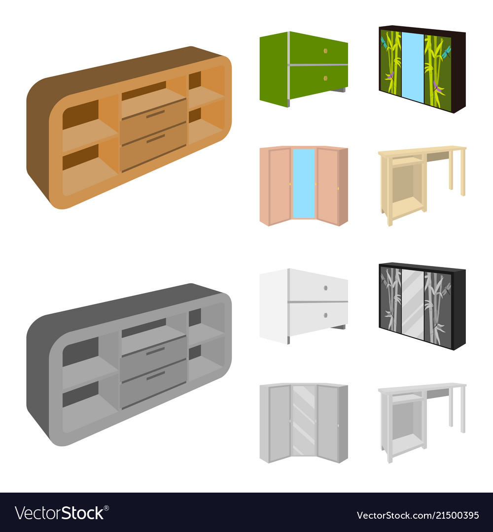 Chest Of Drawers Wardrobe With Mirror Corner Vector Image