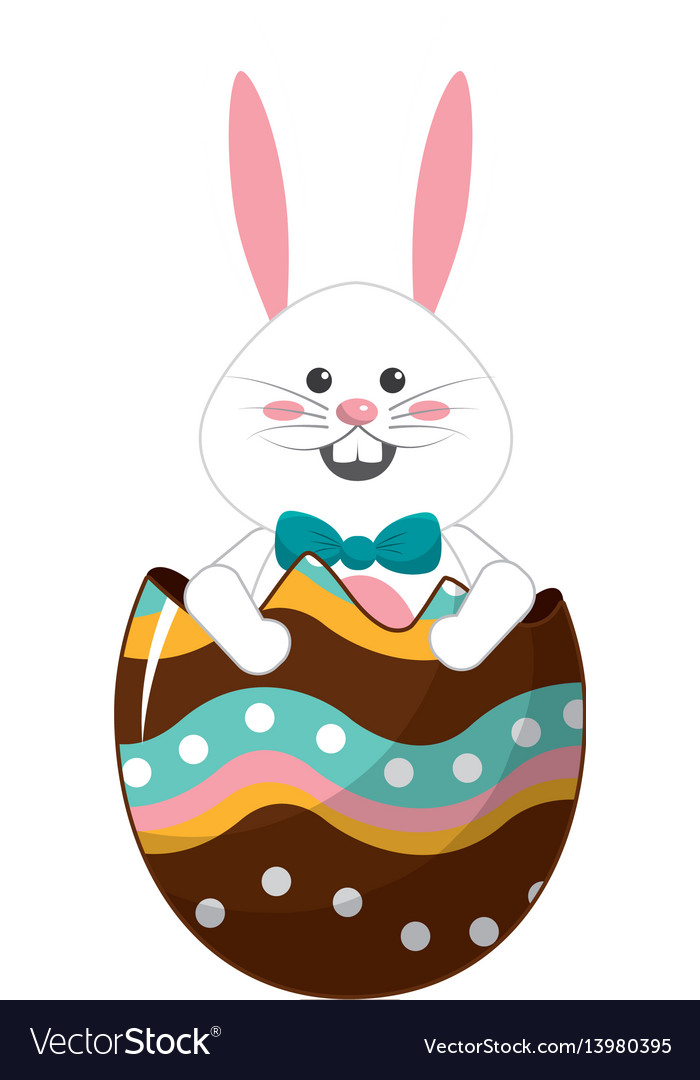 Nice rabbit inside of decorative egg Royalty Free Vector