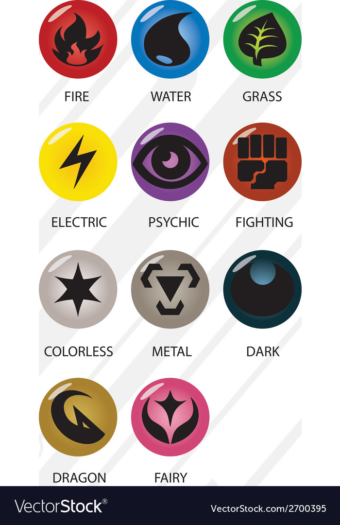 Pokemon type symbols Royalty Free Vector Image