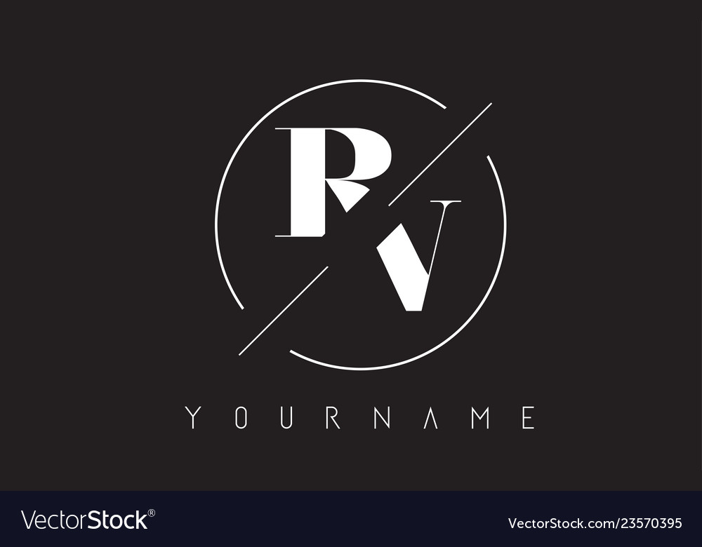 Rv letter logo with cutted and intersected design