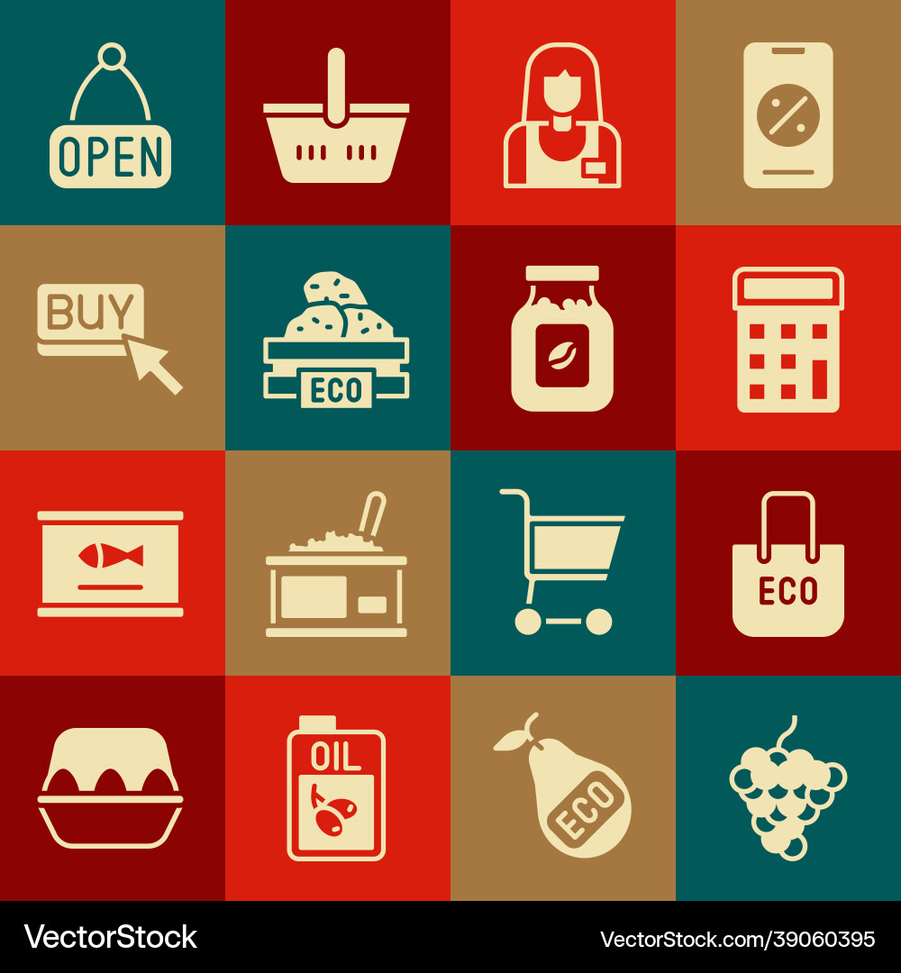 Set grape fruit shopping bag with recycle Vector Image