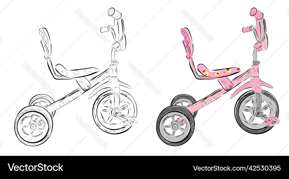 Simple hand draw sketch set 2 tricycle isolated Vector Image