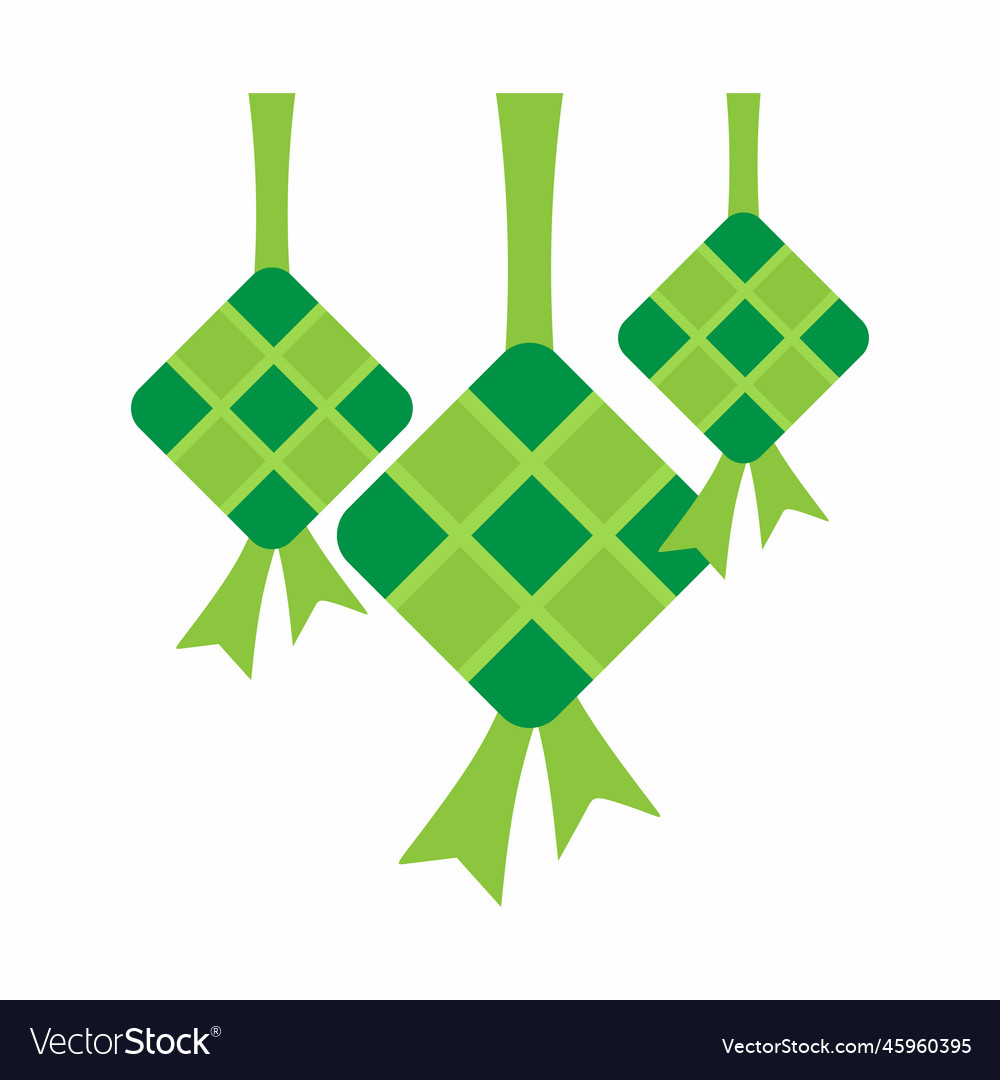 Three Eid Diamonds Or Green Ketupat Flat Element Vector Image 0651