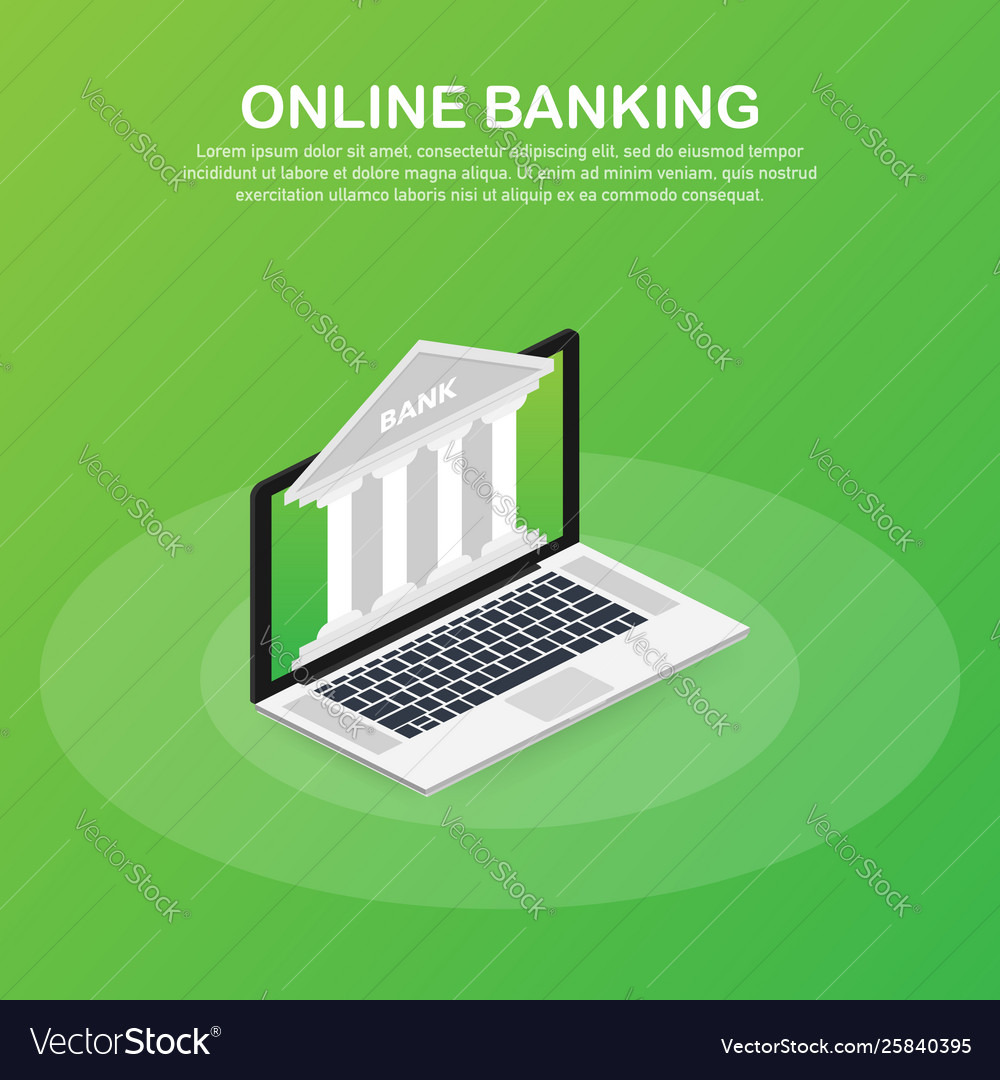 Web Concept For Online Banking Modern Banner For Vector Image