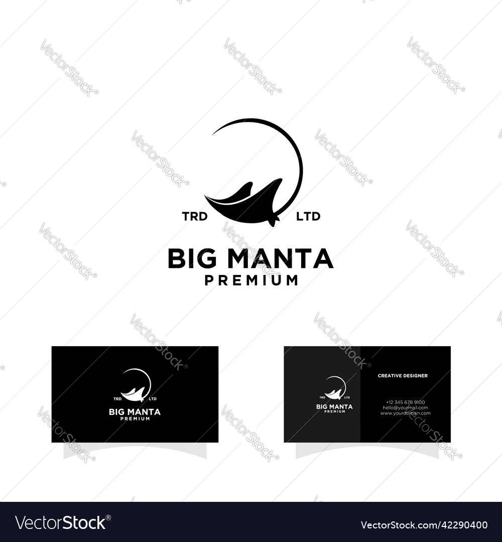 Big Manta Ray On Circle Black Logo Royalty Free Vector Image