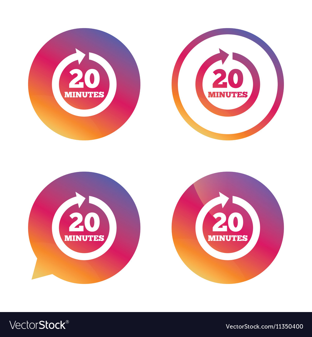 Every 20 minutes sign icon full rotation arrow Vector Image