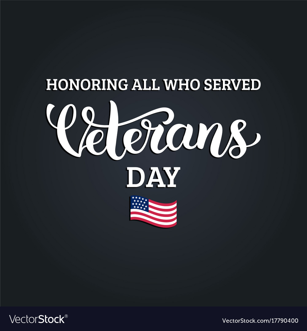 Happy veterans day lettering with usa flag Vector Image