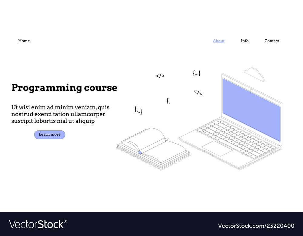 Landing page template programming course modern Vector Image