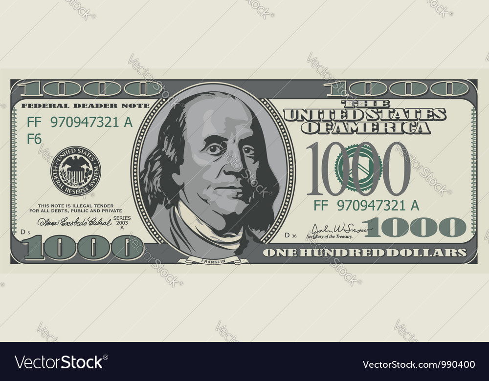 One thousand dollars Royalty Free Vector Image