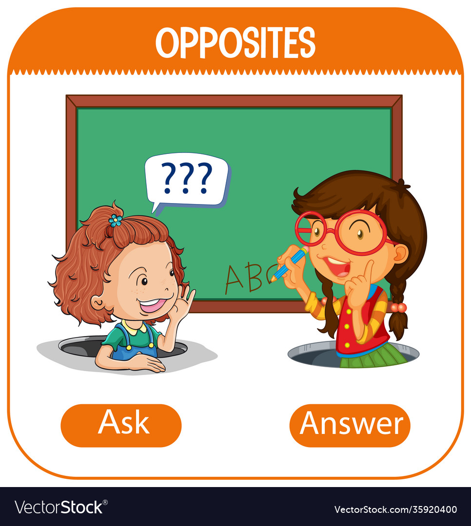 opposite-words-with-ask-and-answer-royalty-free-vector-image