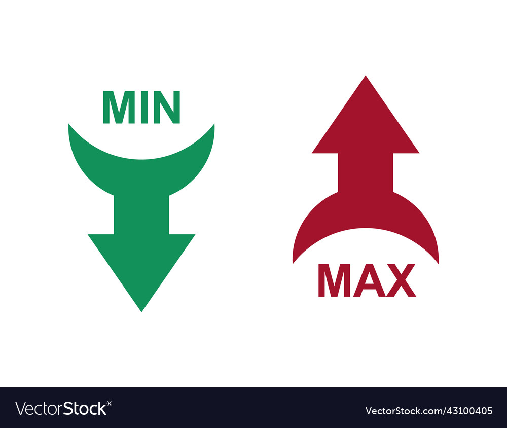 Arrows minimum and maximum red up royalty free vector image