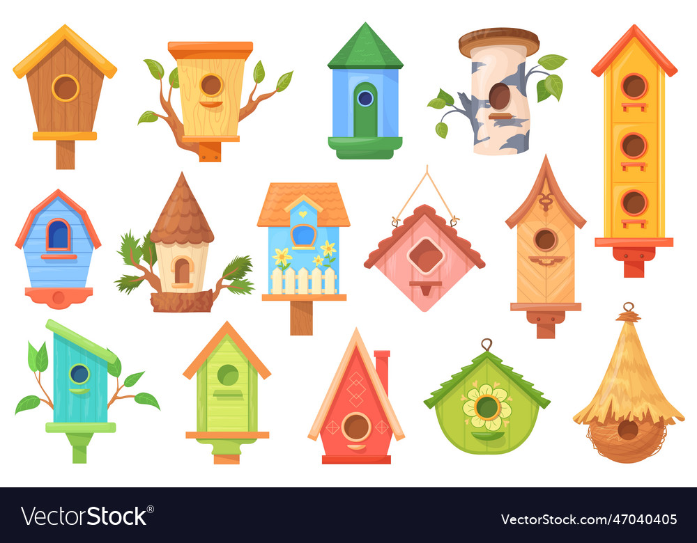 Handmade birdhouses crafted birdhouse with feeder Vector Image