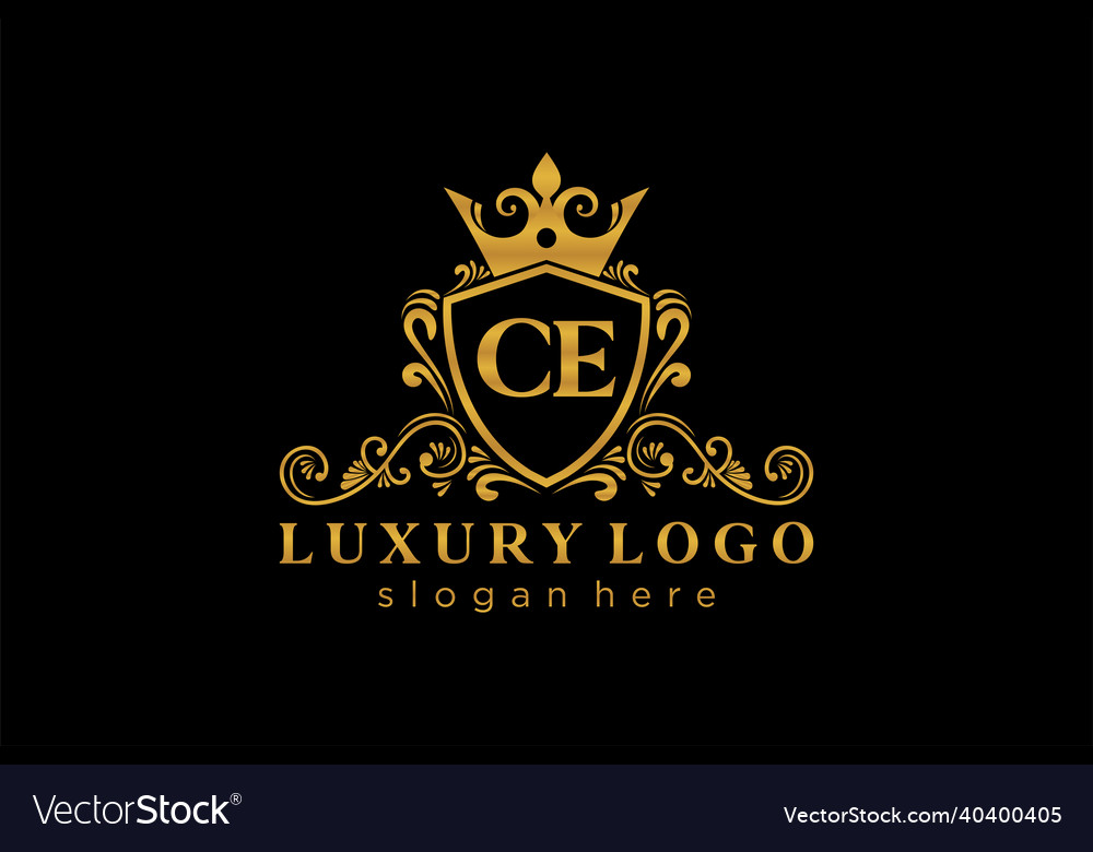 Initial ce letter royal luxury logo template Vector Image