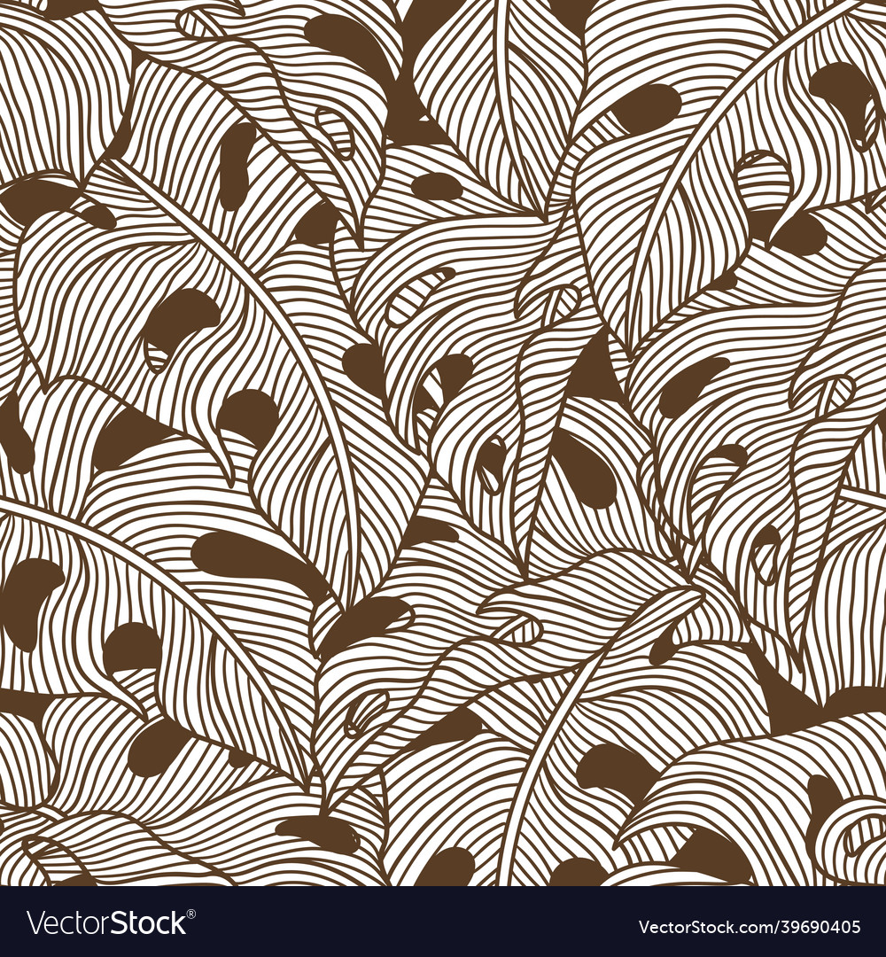 Seamless pattern with stylized monstera palm vector image Seamless pattern with stylized monstera palm