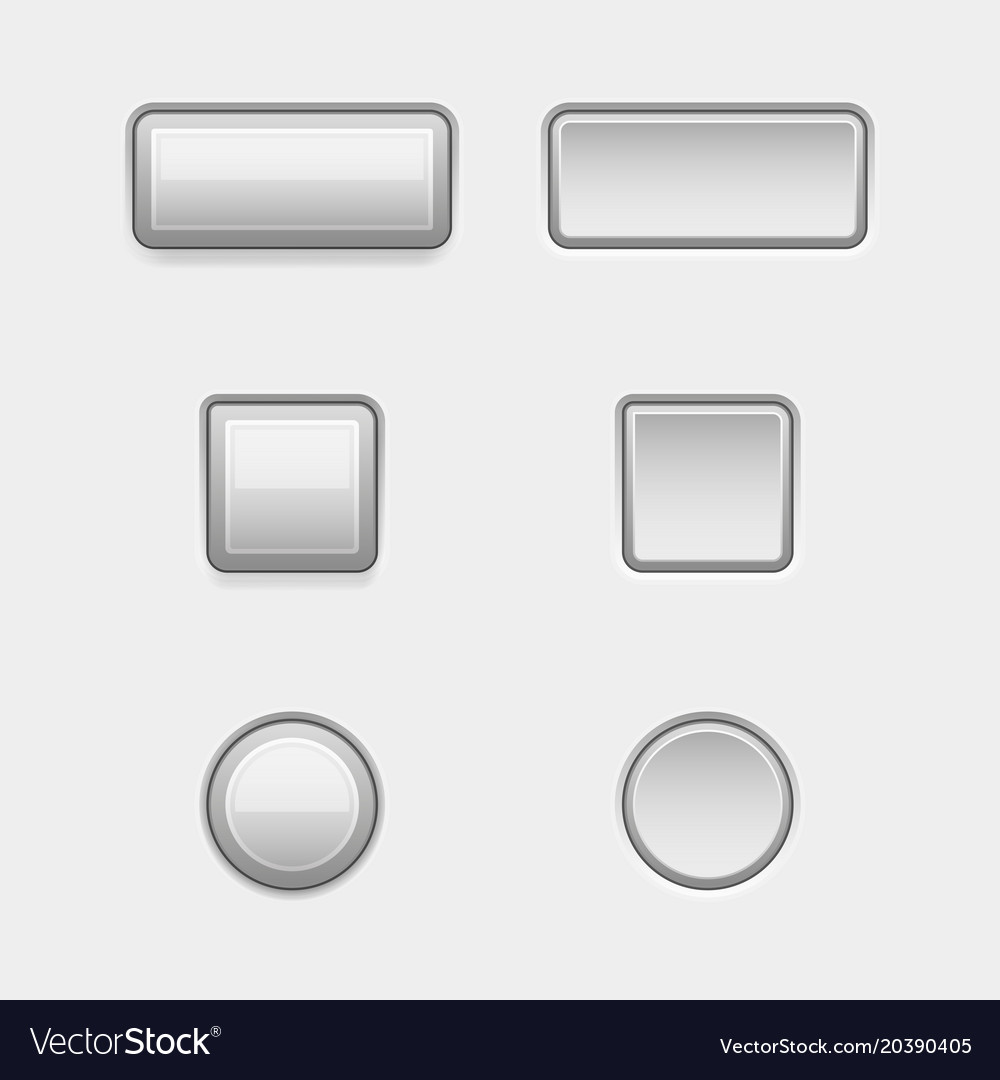 White Buttons Web Interface Plastic Blank Vector Image