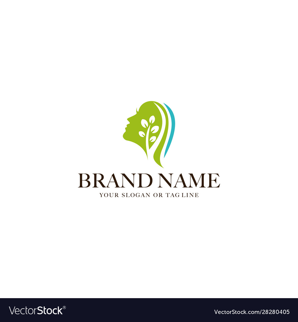 Womens face and leaf logos Royalty Free Vector Image