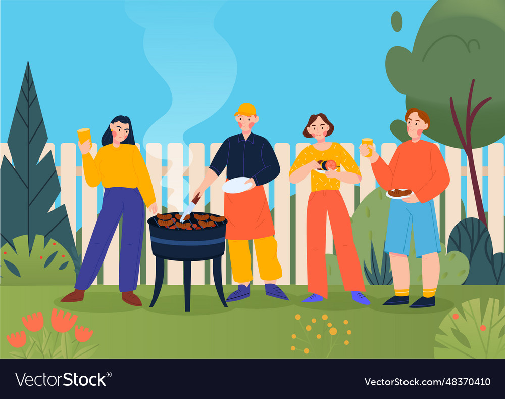 Barbecue flat background Royalty Free Vector Image