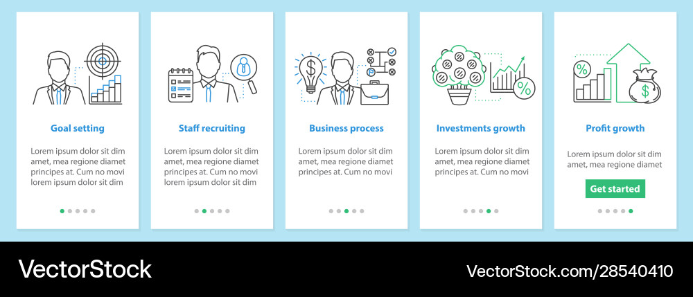 Business development onboarding screen Royalty Free Vector