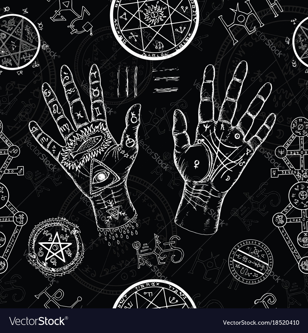 Chiromancy seamless background with human hands Vector Image