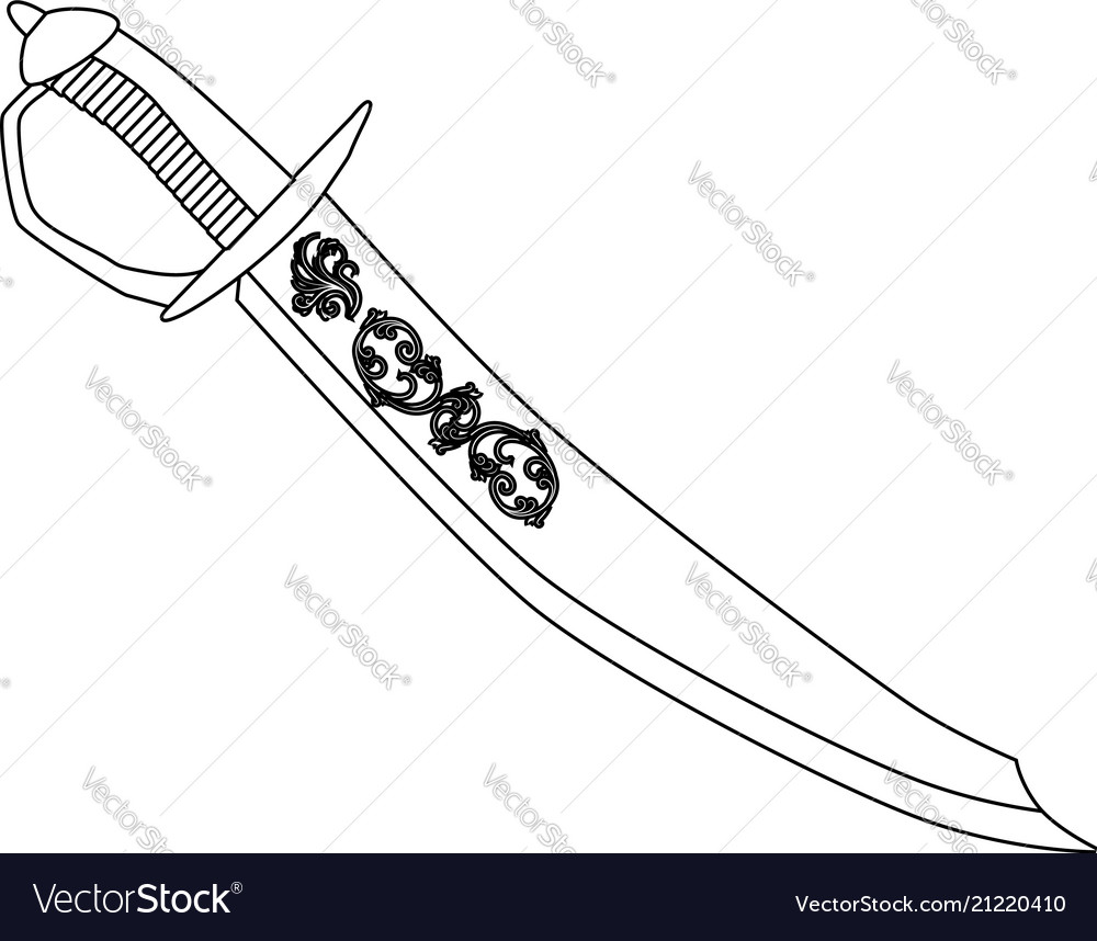 Cutlass in outline Royalty Free Vector Image - VectorStock