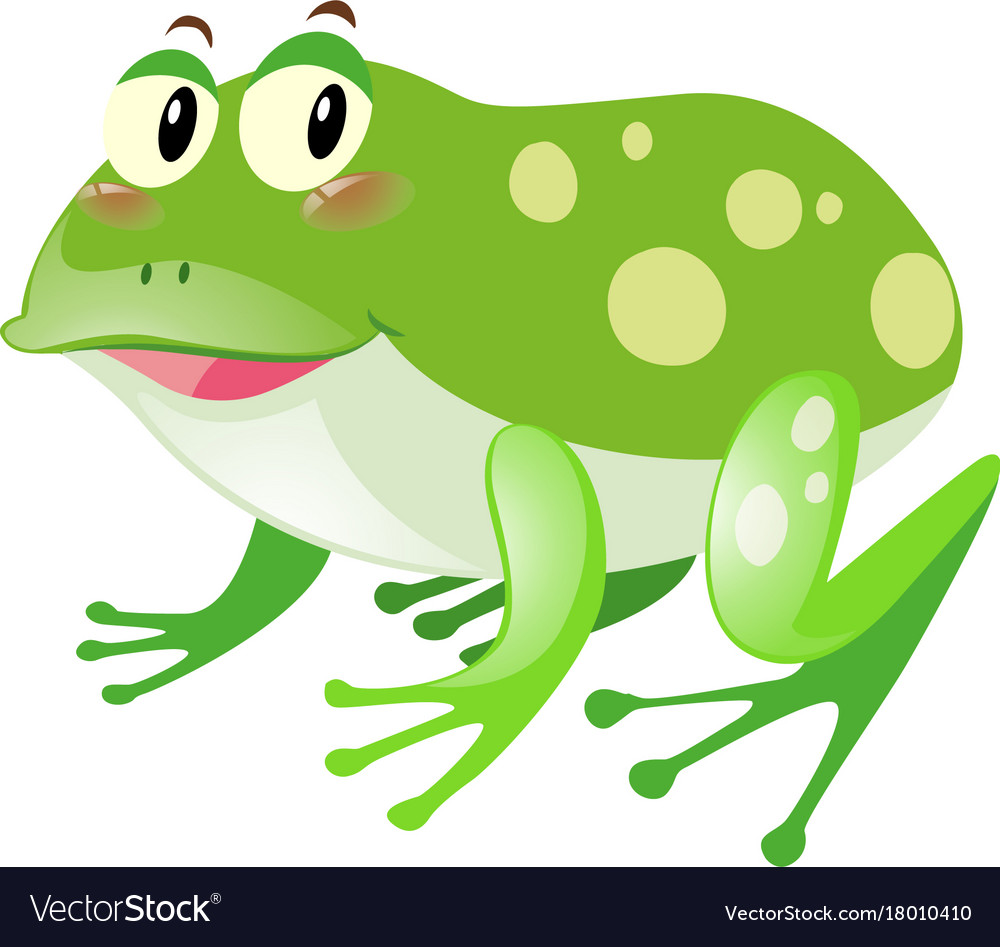 Green frog with happy face Royalty Free Vector Image