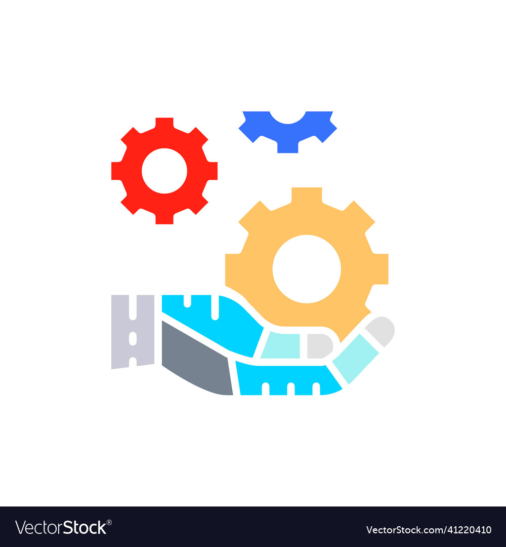 Hand holds a gears tech development engineering Vector Image