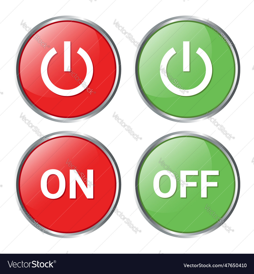 On off slider set power off switch button Vector Image