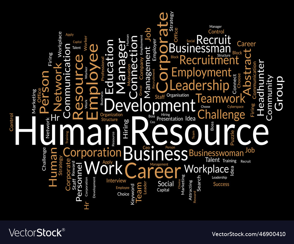 Word cloud background concept for human resource Vector Image