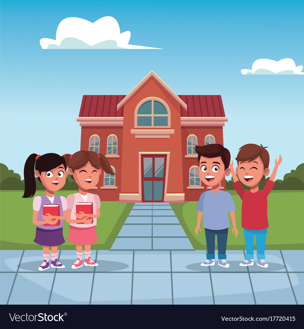 kids in the school cartoon royalty free vector image kids in school cartoon