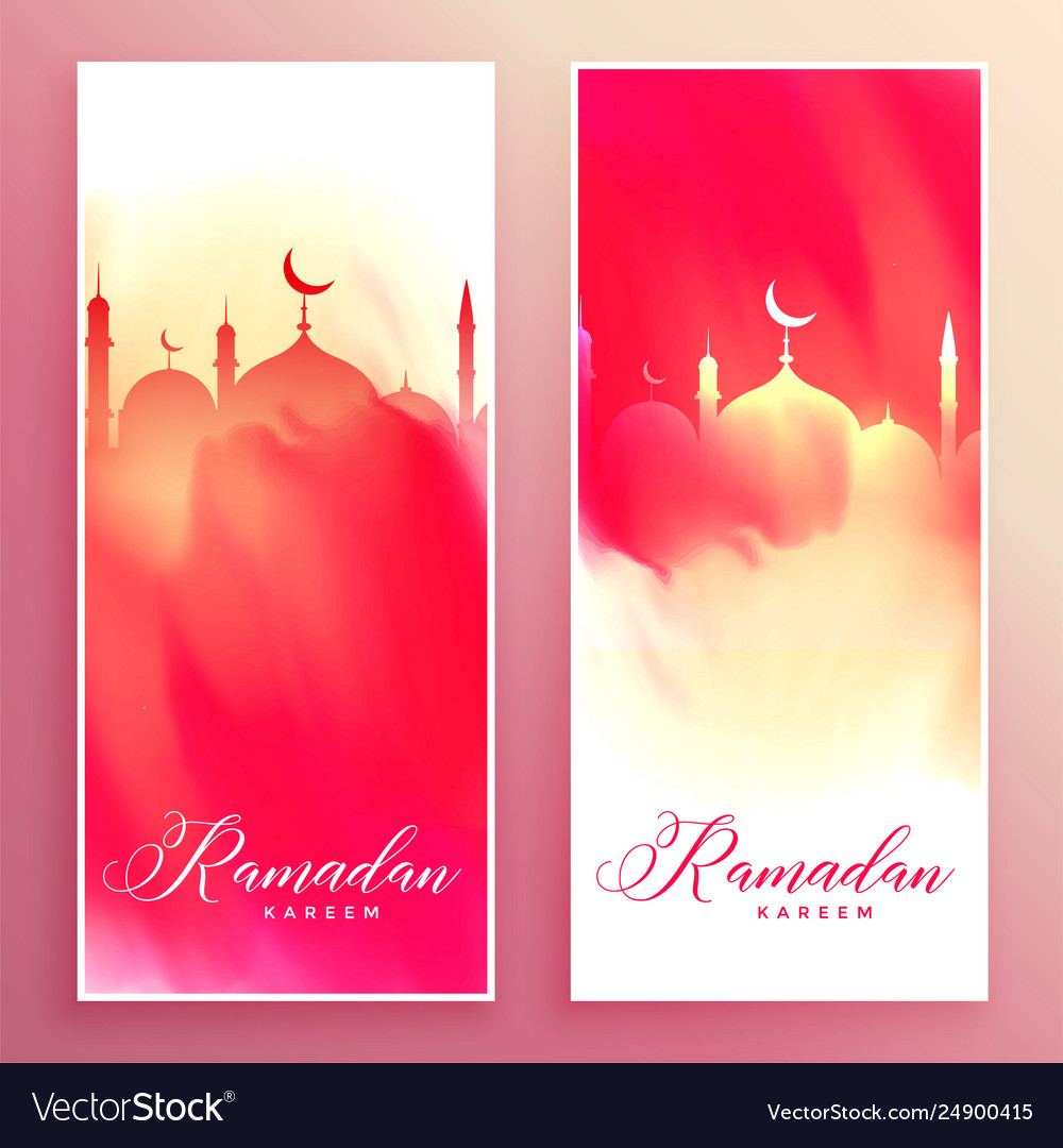 Ramadan kareem watercolor banner design Royalty Free Vector