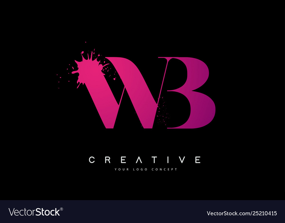 Wb W B Letter Logo Design With Black Ink Vector Image