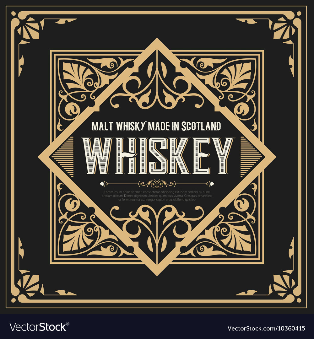 Whiskey label with old frames Royalty Free Vector Image