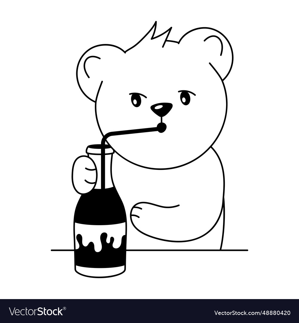 Bear drinking Royalty Free Vector Image - VectorStock