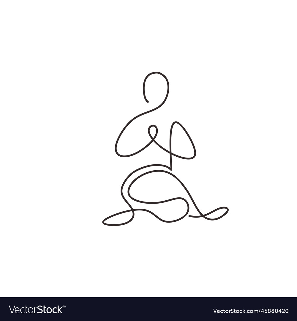 Continuous one line drawing yoga abstract healthy Vector Image