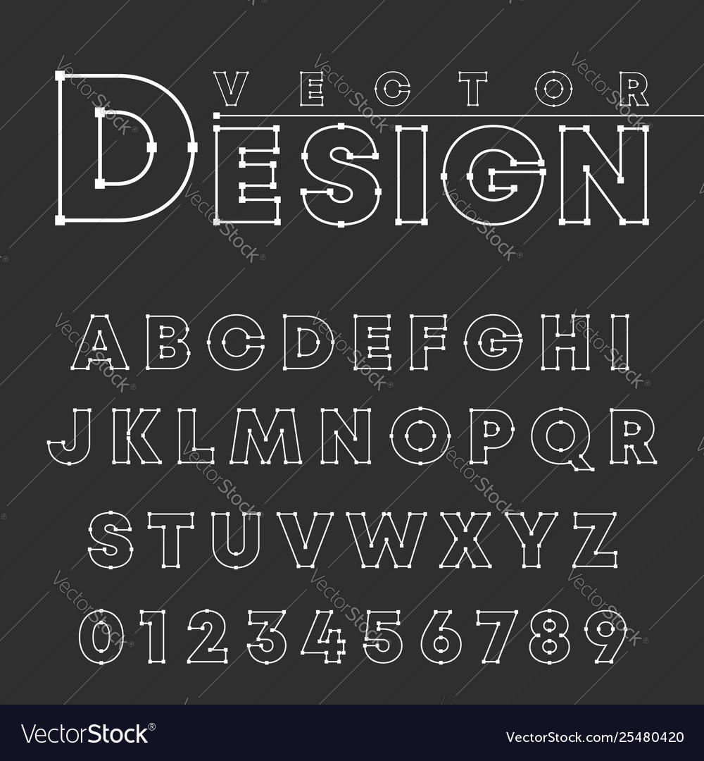 Hand drawn letters. Stylish font ABC in a linear sketch style