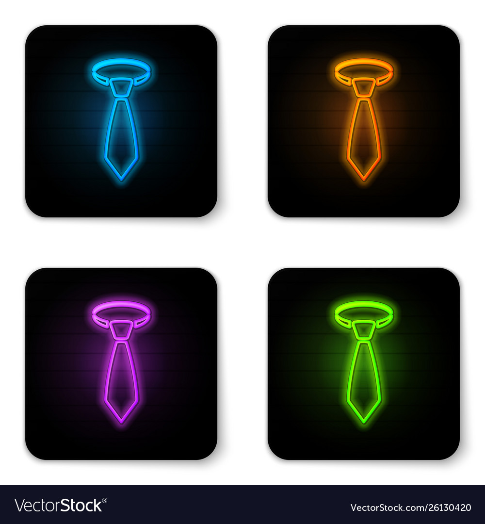 Glowing neon tie icon isolated on white Royalty Free Vector