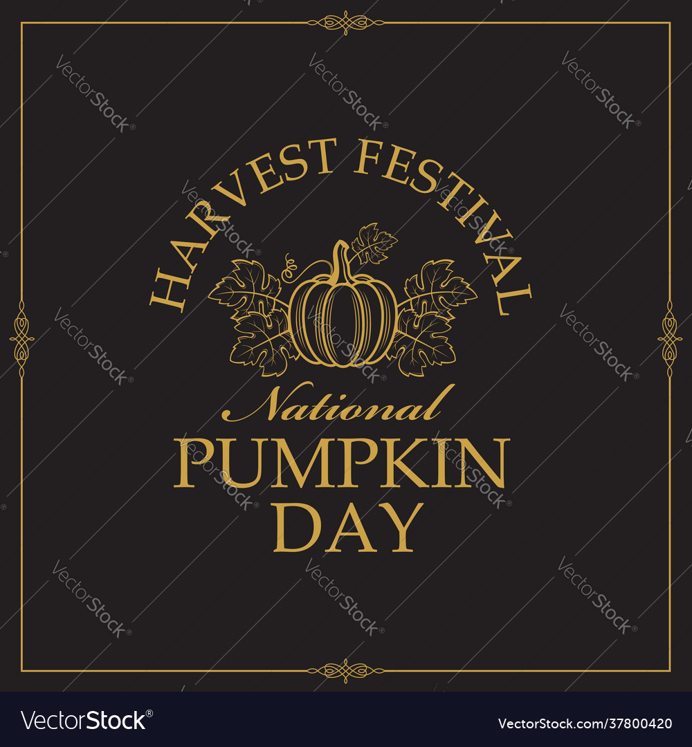 Pumpkins with leaves emblem Royalty Free Vector Image